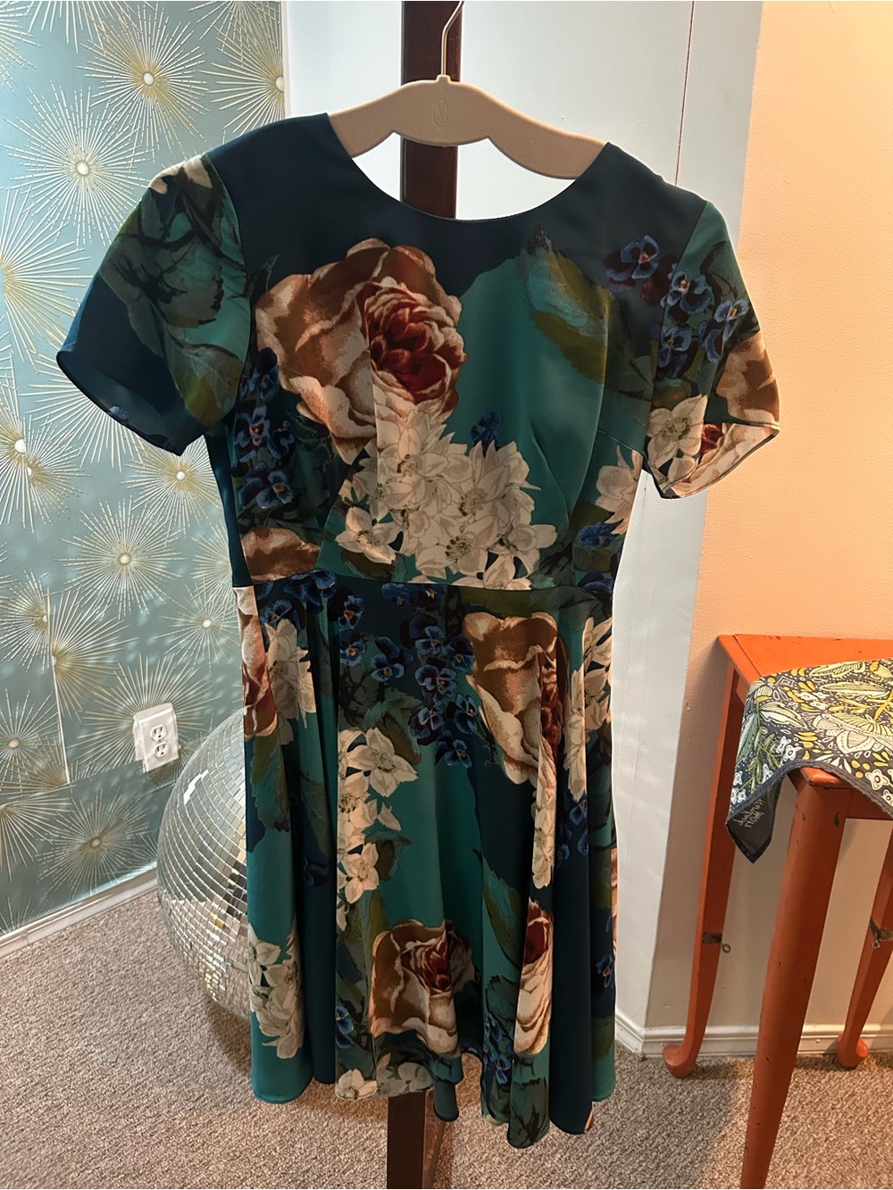 Corey Lynn Calter Teal Floral Midi Dress